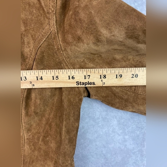 i.e. Relaxed Brown Leather Cargo Moto Streetwear Boho Chunky Jacket Size SP‎ - Picture 7 of 8